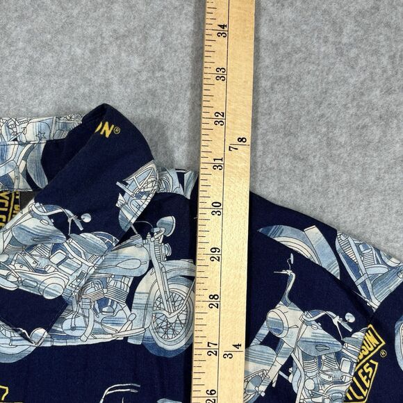 Harley Davidson Mens XL Motorcycle All Over Print USA Made In Hawaii Button Up - Picture 8 of 8